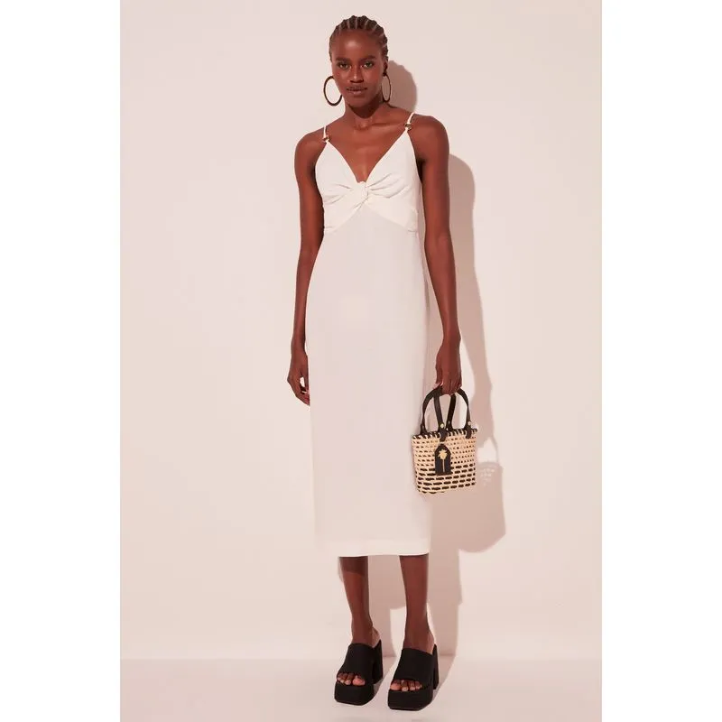 Vestido Midi Vibrante Off White OFF WHITE/OFF WHITE 42