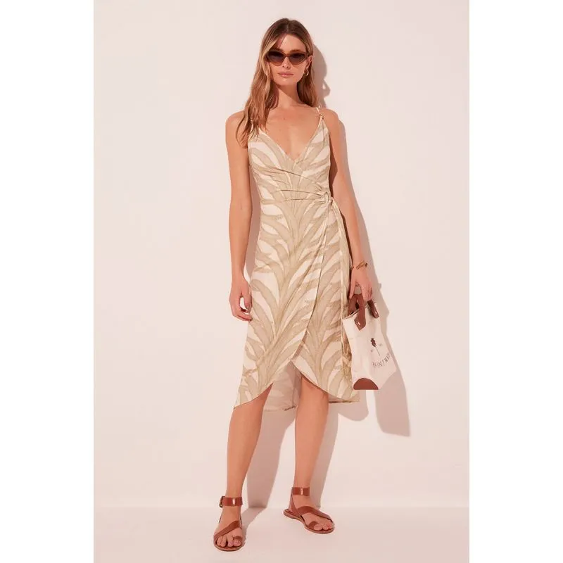 Vestido Midi Folhas Bicolor BEGE/BEIGE M/M