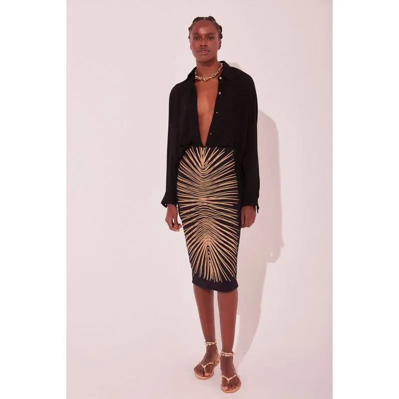 Saia Midi Cordas Preto PRETO/BLACK M/M