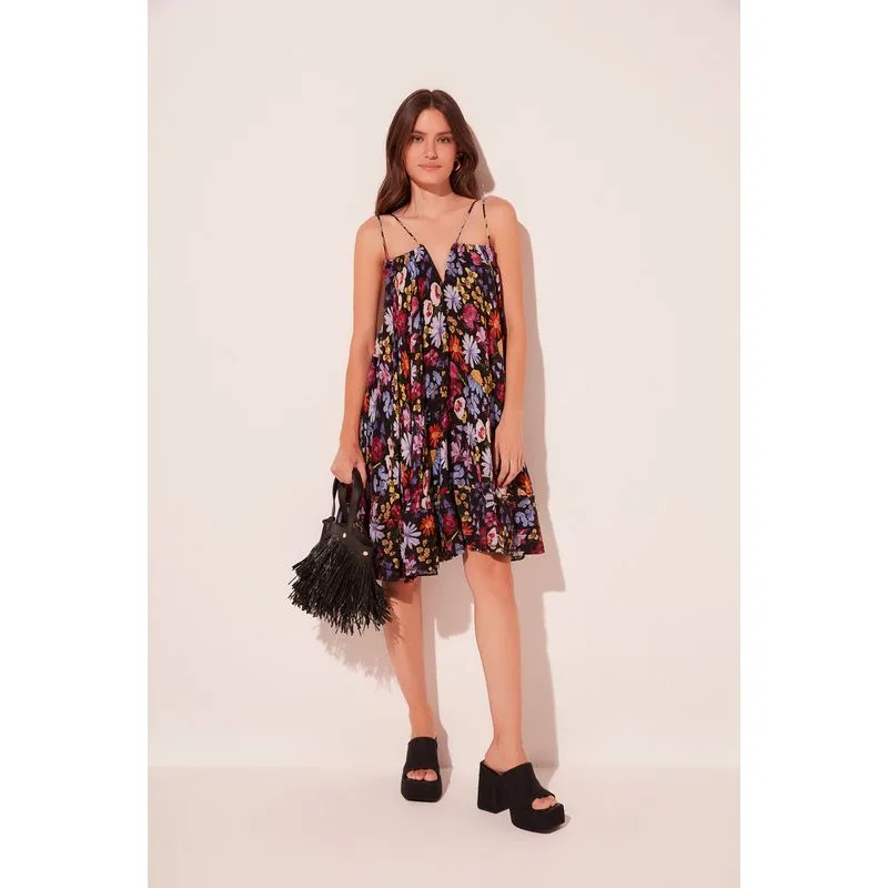 Vestido Curto Jardim Floral PRETO/BLACK M/M