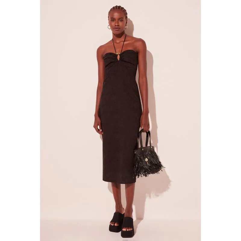 Vestido Midi Orquídea Preto PRETO/BLACK P/S