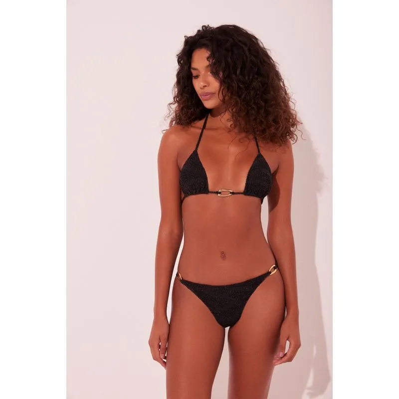 Biquíni Calcinha Lateral Fina Textura Preto PRETO/BLACK GG/XL