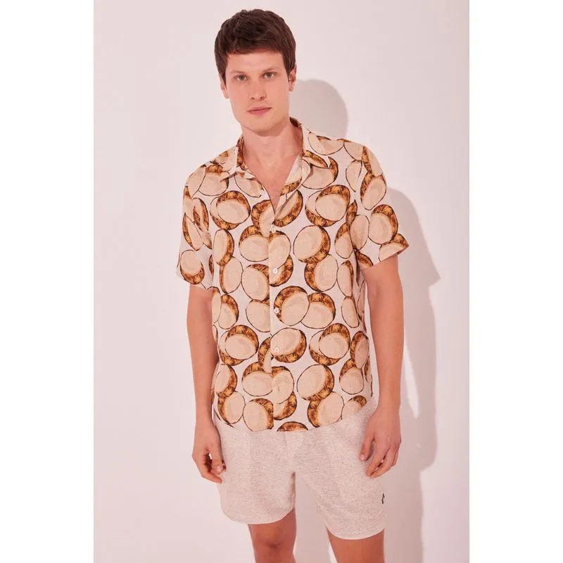 Camisa Manga Curta Cocos BEGE/BEIGE P/S