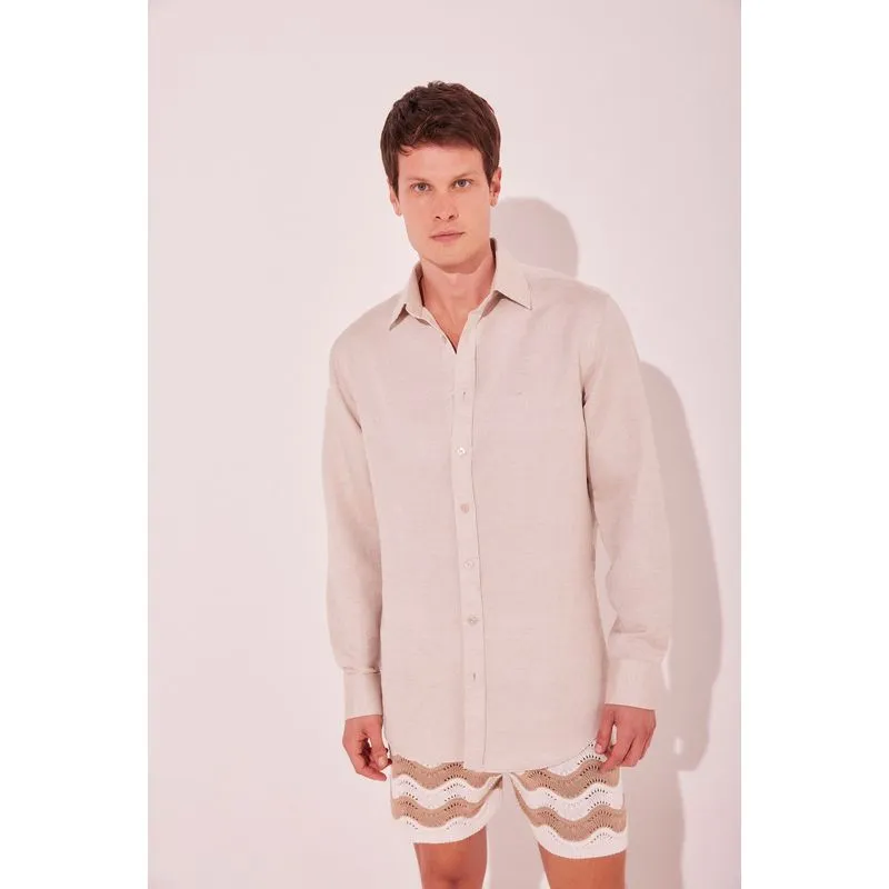 Camisa Manga Longa Grão BEGE/BEIGE PP/XS