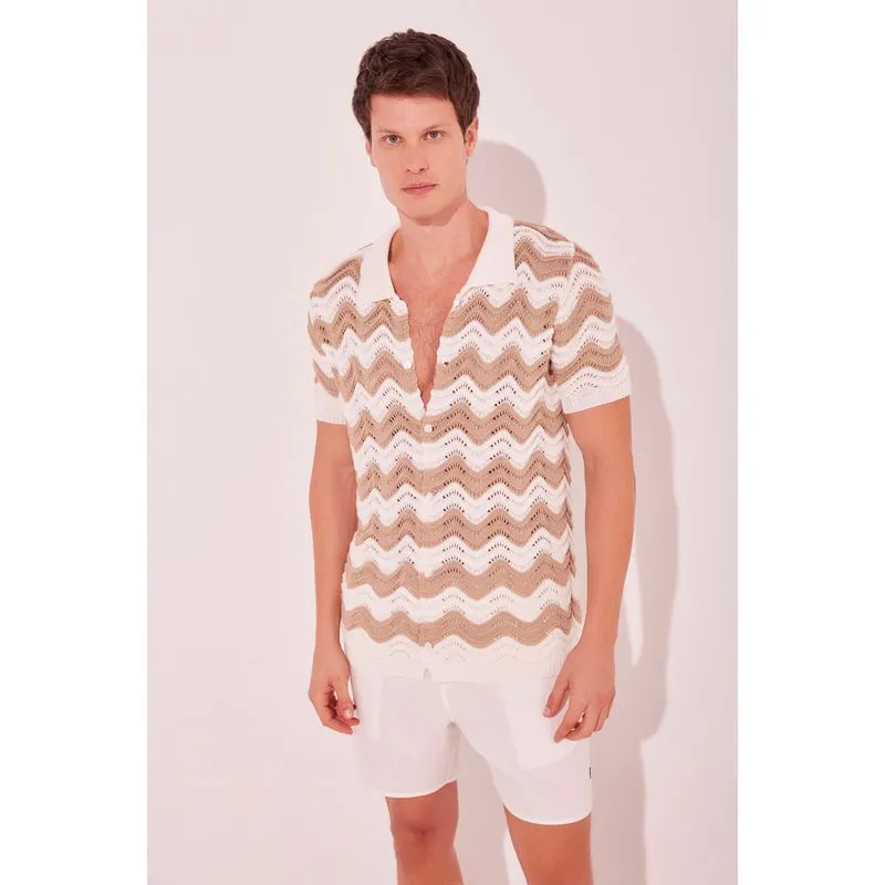 Camisa Manga Curta Aura BEGE/BEIGE GG/XL