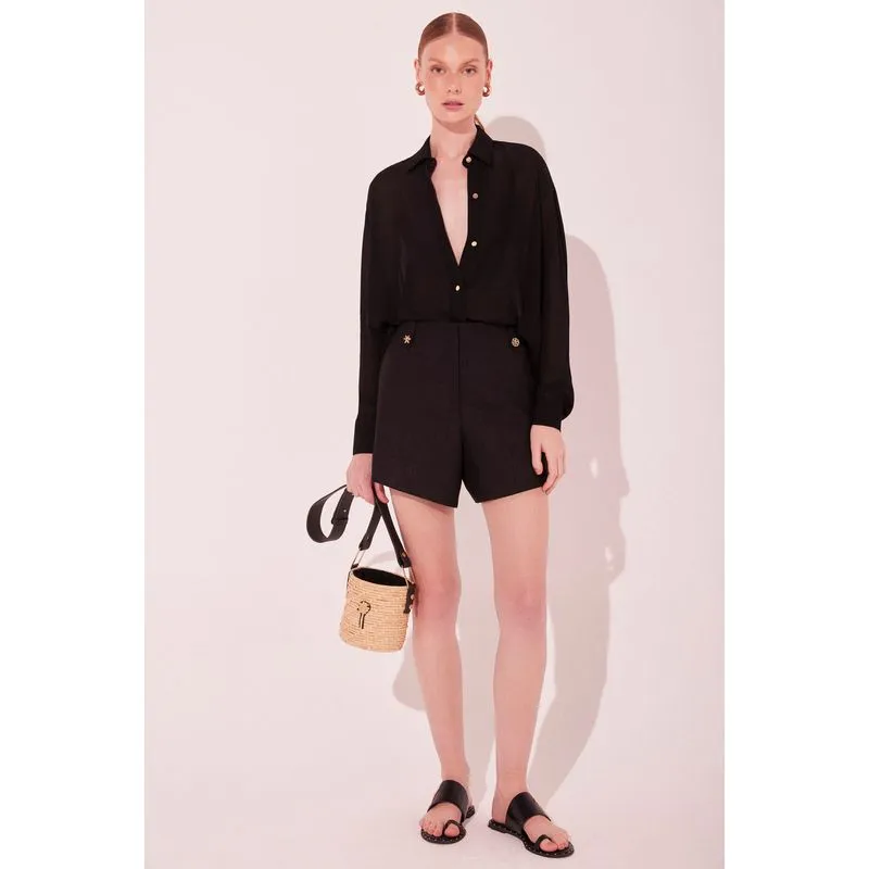 Short Cintura Alta Gaia Preto PRETO/BLACK 40