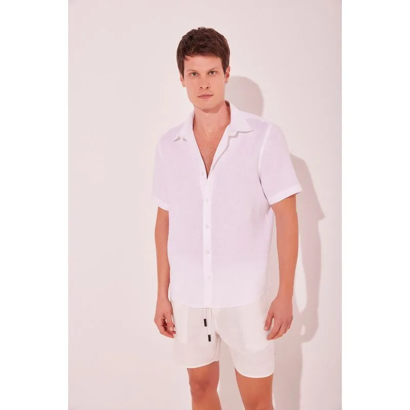 Camisa Manga Curta Balneario Liso BRANCO/WHITE G/L