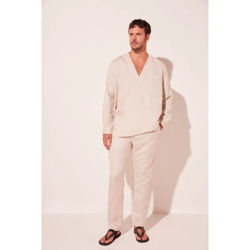 Camisa Manga Longa Balneario Liso BRANCO/WHITE P/S
