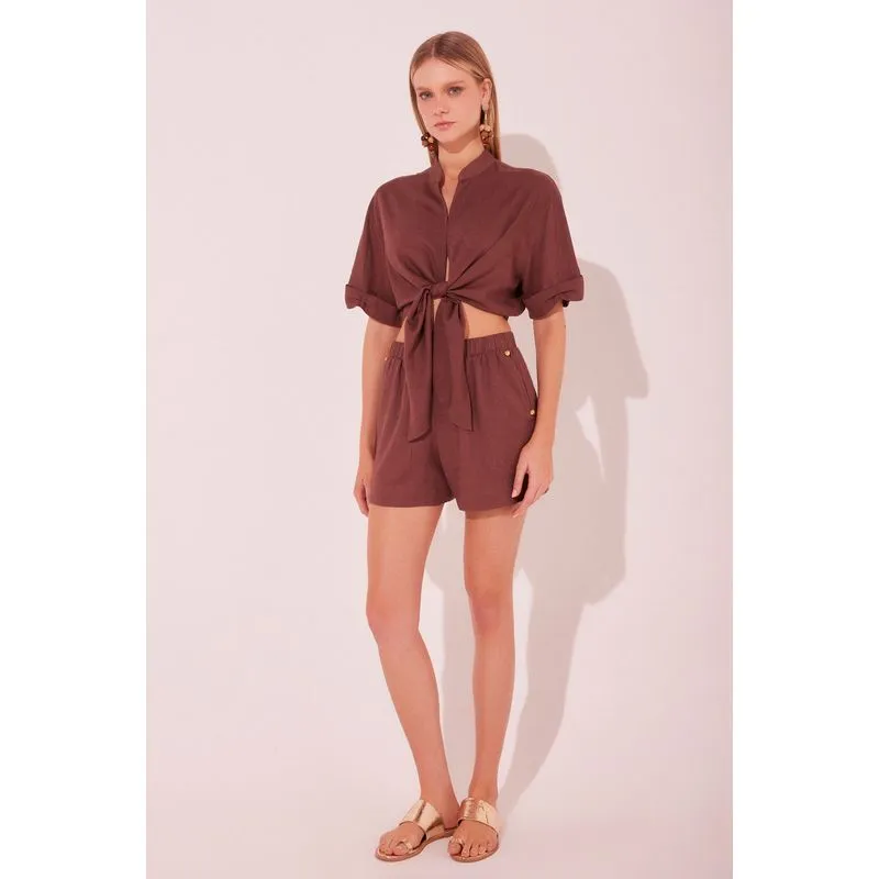 Blusa Cropped Castanha Marrom MARROM/BROWN M/M