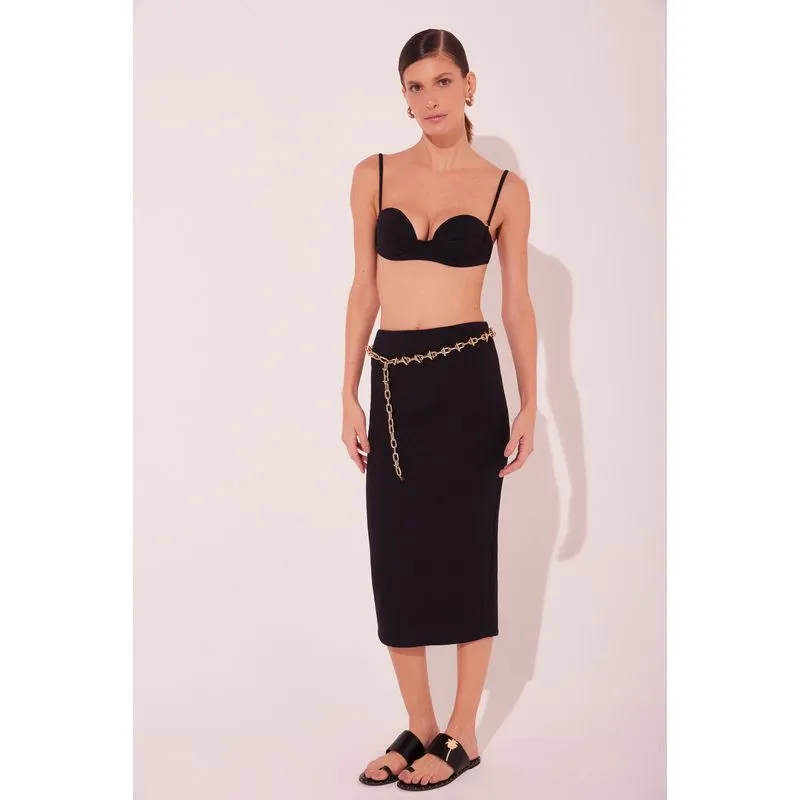 Saia Midi Cestaria PRETO/BLACK P/S