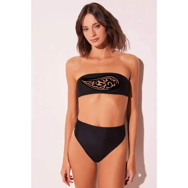 Biquíni Calcinha Hot Pants Pesley Patch PRETO/BLACK G/L