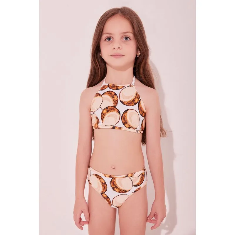 Biquíni Infantil Alcinha Cocos BEGE/BEIGE 10 A 11