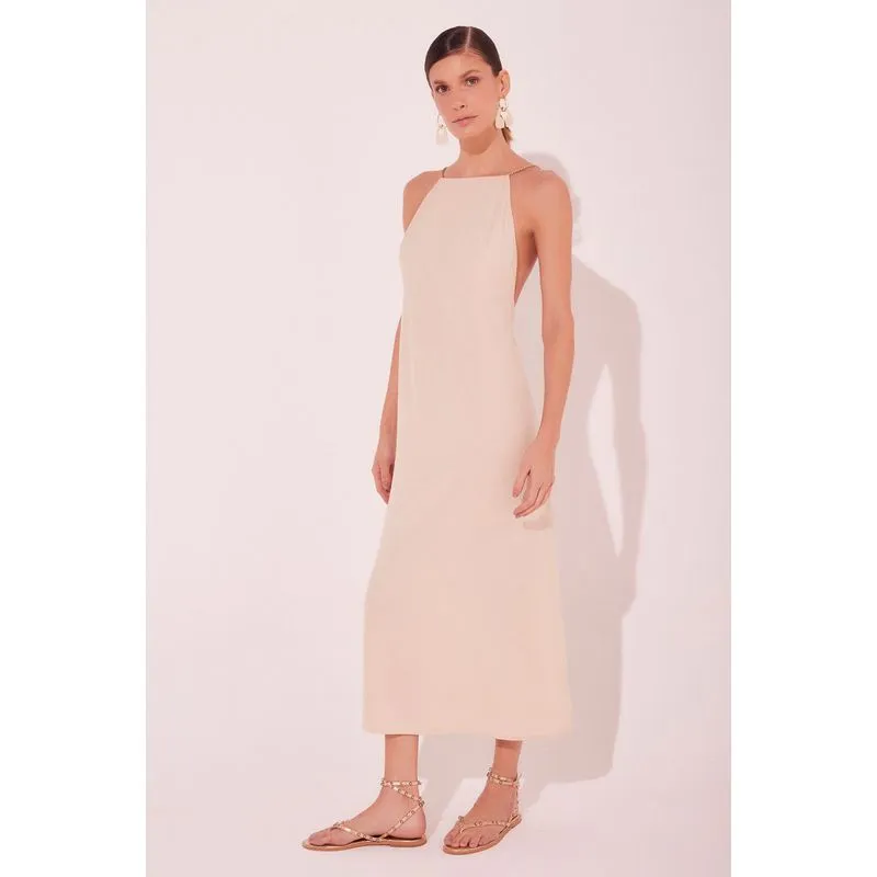 Vestido Midi Praia Bege BEGE/BEIGE PP/XS