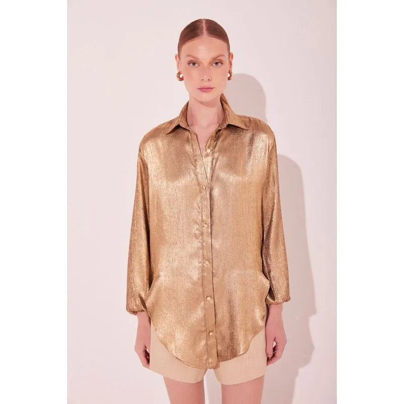 Camisa Manga Longa Shine Dourado DOURADO/GOLDEN G/L