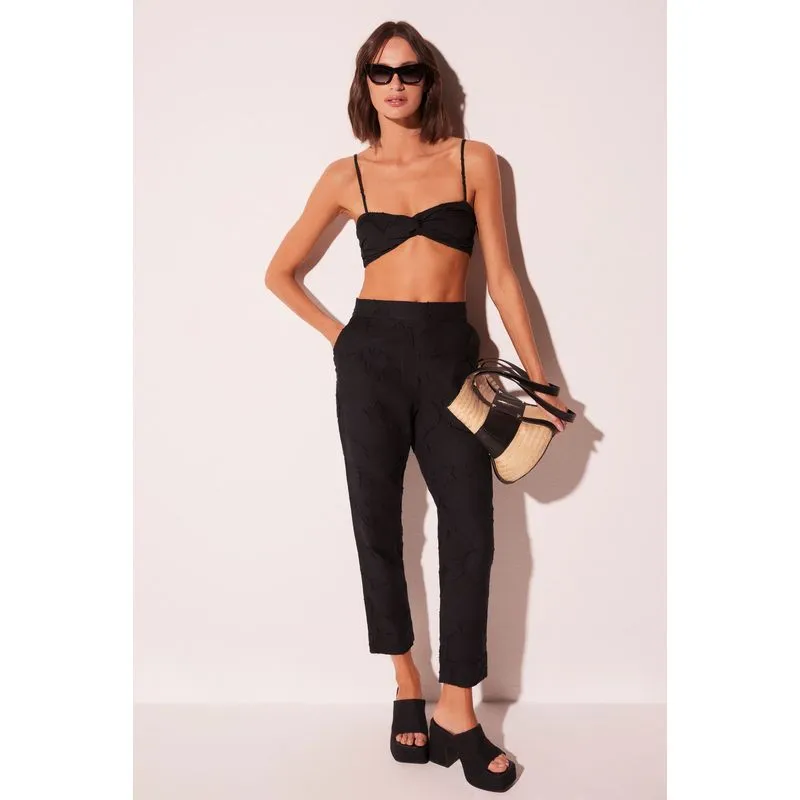 Top Cropped Jacquard Cashmere PRETO/BLACK PP/XS