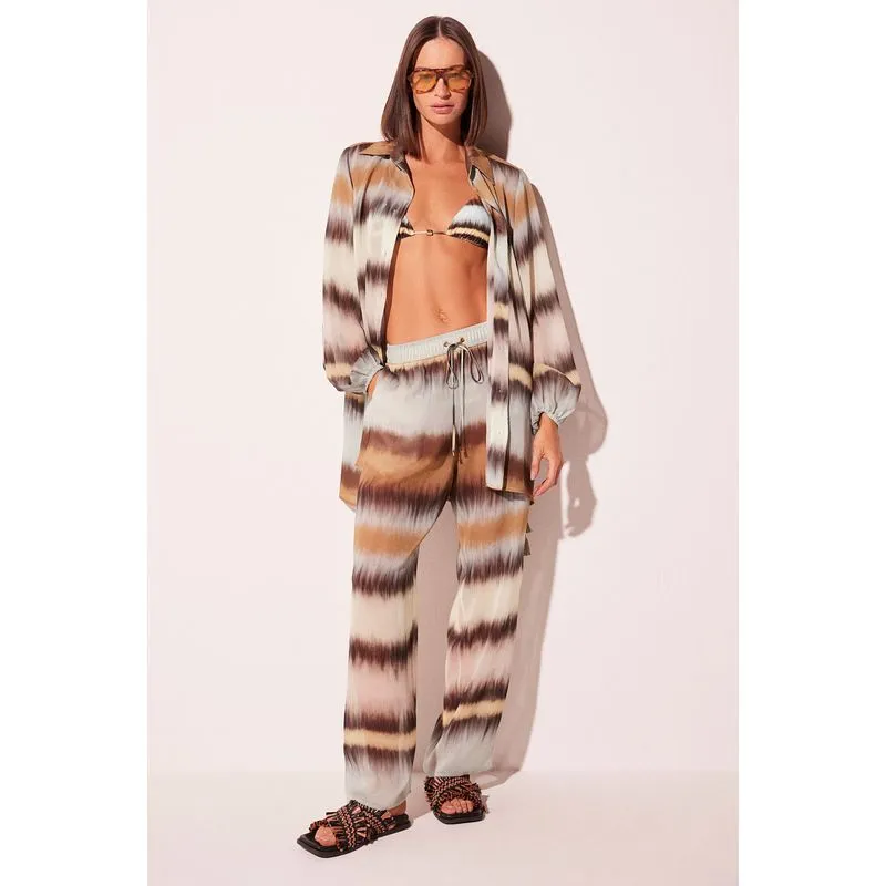 Calça Reta Listrado Tie Dye AZUL/BLUE G/L