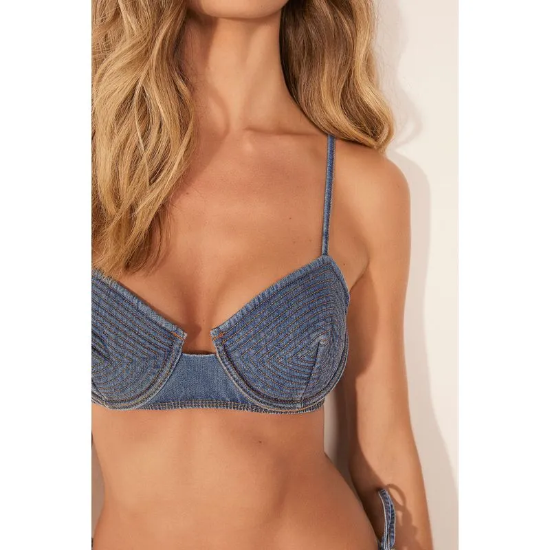 Top Alça Denim AZUL MARINHO/NAVY BLUE G/L