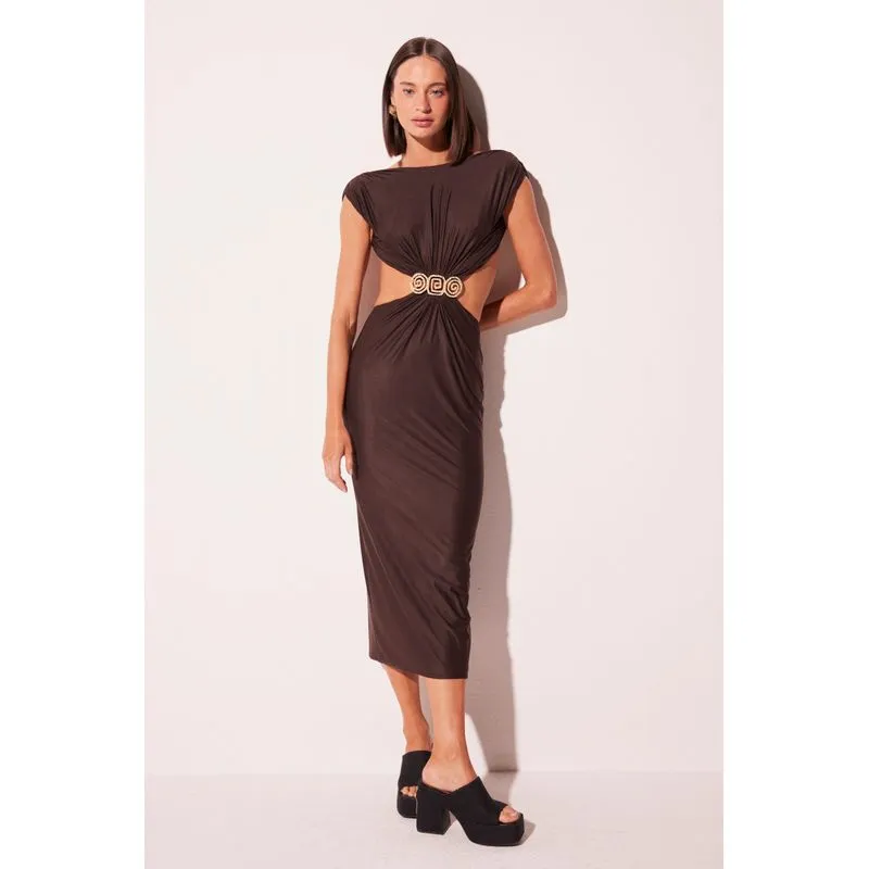 Vestido Midi Espiral MARROM/BROWN G/L