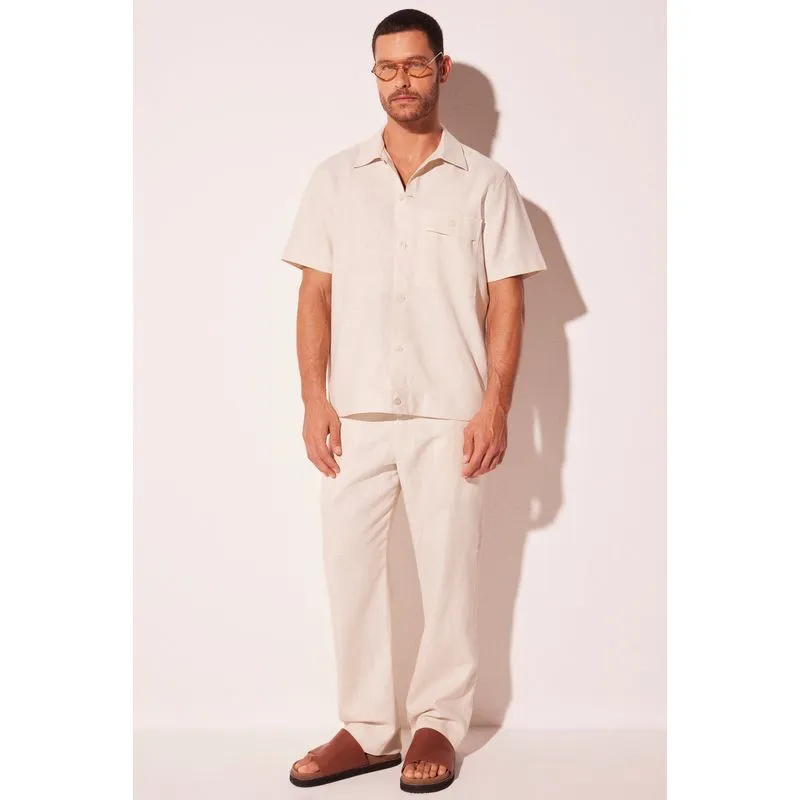 Camisa Manga Curta Nevoa BEGE/BEIGE G/L