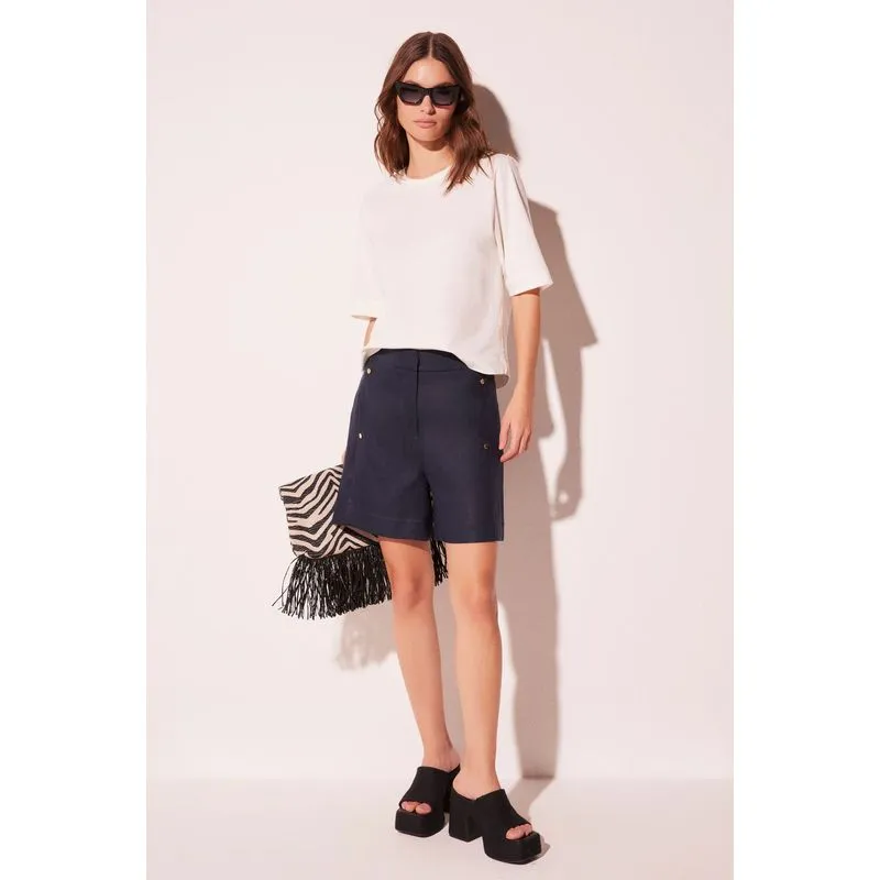 Short Cintura Alta Colinas Marinho AZUL MARINHO/NAVY BLUE 40