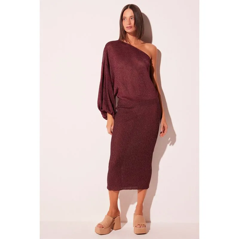 Vestido Midi Silhueta Vermelho VERMELHO/RED PP/XS
