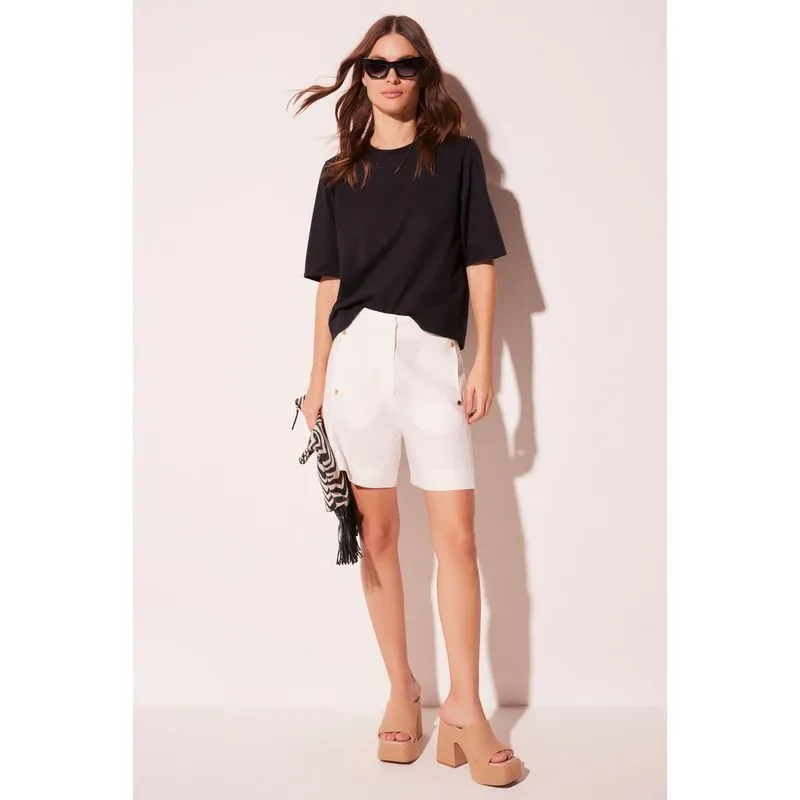 Short Cintura Alta Colinas Off White OFF WHITE/OFF WHITE 40