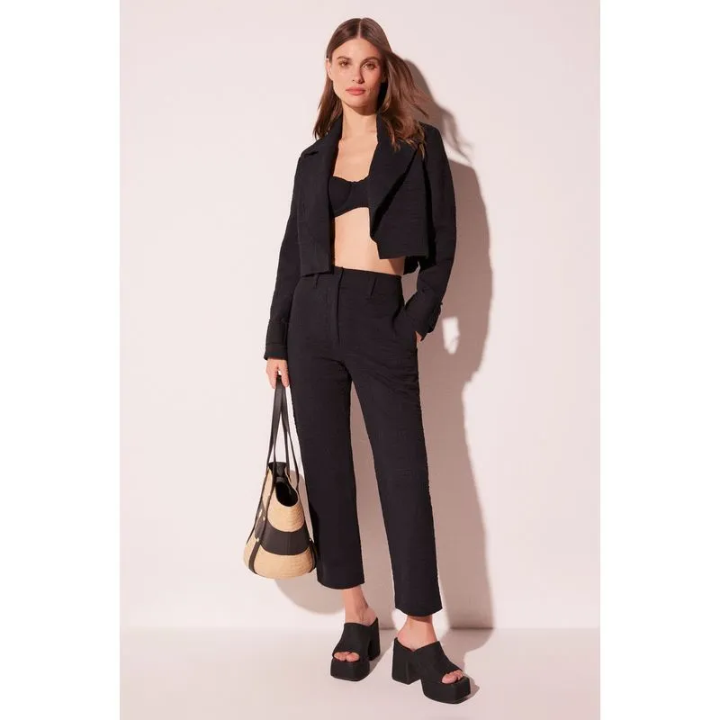 Jaqueta Cropped Croco PRETO/BLACK 42