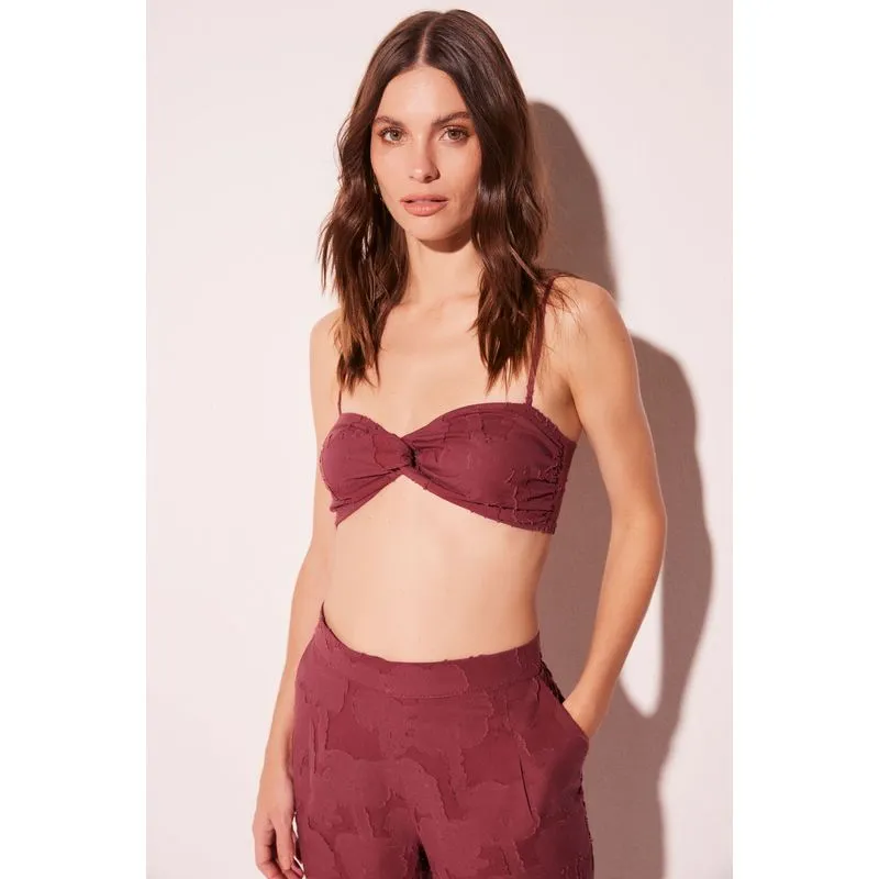 Top Cropped Jacquard Coqueiros VERMELHO/RED PP/XS