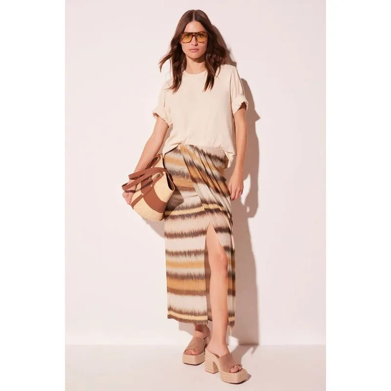 Saia Midi Listrado Tie Dye AZUL/BLUE PP/XS