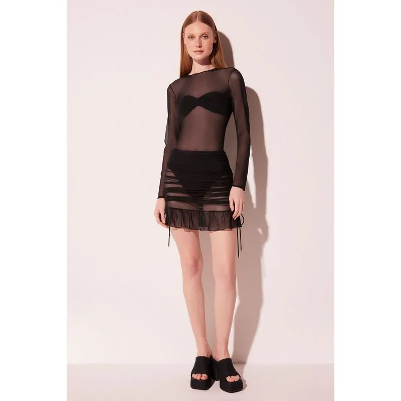 Saia Curta Curvas Preto PRETO/BLACK PP/XS