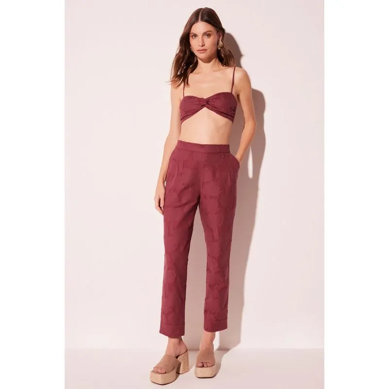 Calça Slim Fit Jacquard Coqueiros VERMELHO/RED P/S