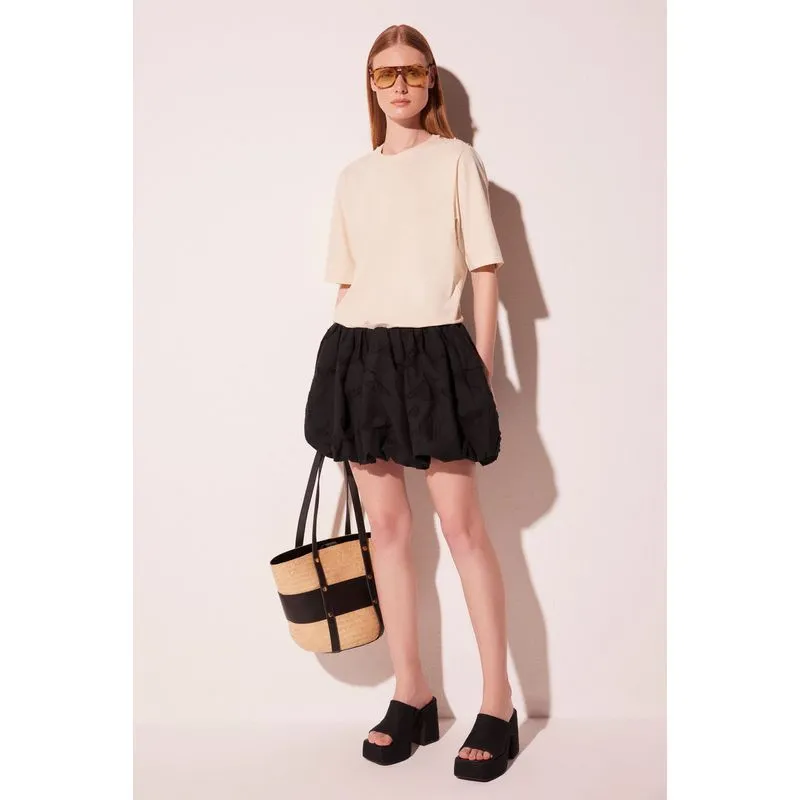 Saia Curta Jacquard Cashmere PRETO/BLACK M/M