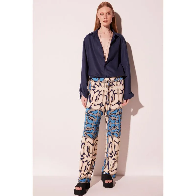Calça Pantalona Palmeira Pincelada AZUL/BLUE M/M