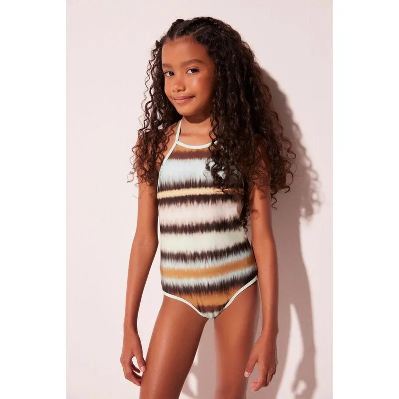 Maiô Infantil Alcinha Listrado Tie Dye AZUL/BLUE 4 A 5