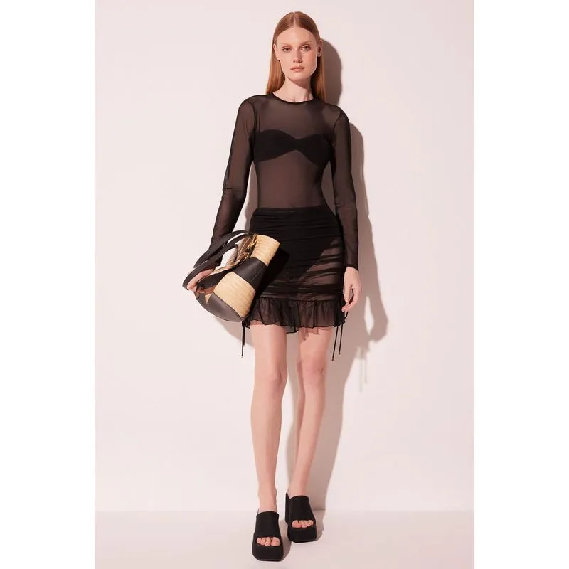 Blusa Manga Longa Curvas Preto PRETO/BLACK G/L
