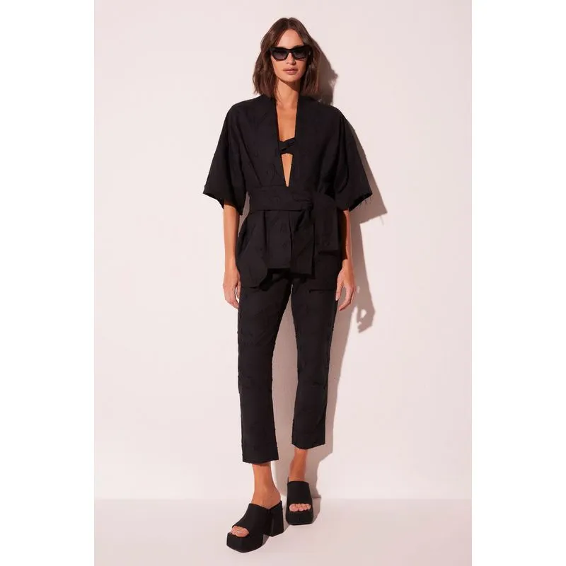 Capa Kimono Curto Jacquard Cashmere PRETO/BLACK M/M