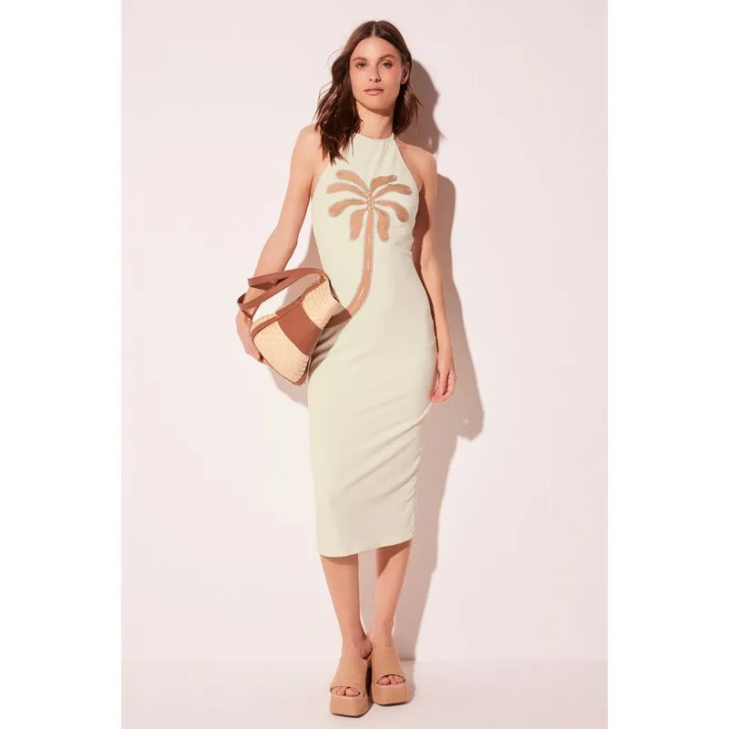 Vestido Midi Palmeira Bordada OFF WHITE/OFF WHITE PP/XS