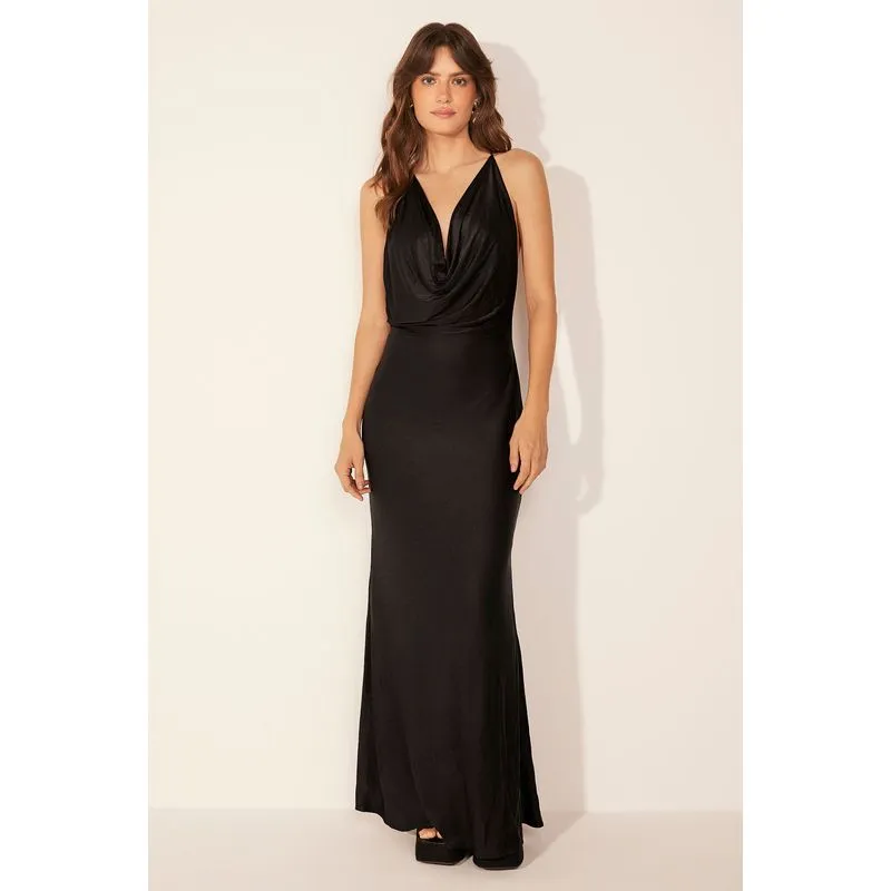 Vestido Longo Âncora Preto PRETO/BLACK P/S