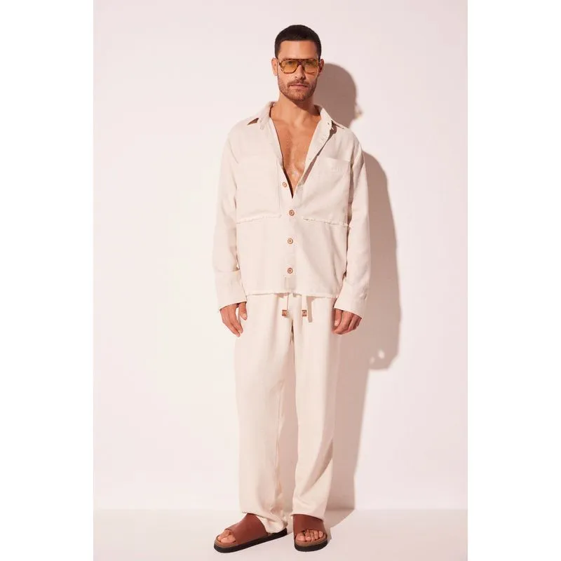 Camisa Manga Longa Natural BEGE/BEIGE P/S