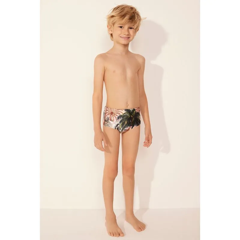 SUNGA INFANTIL LARGA COQUEIRO COLAGEM VERDE/GREEN 1 A 2