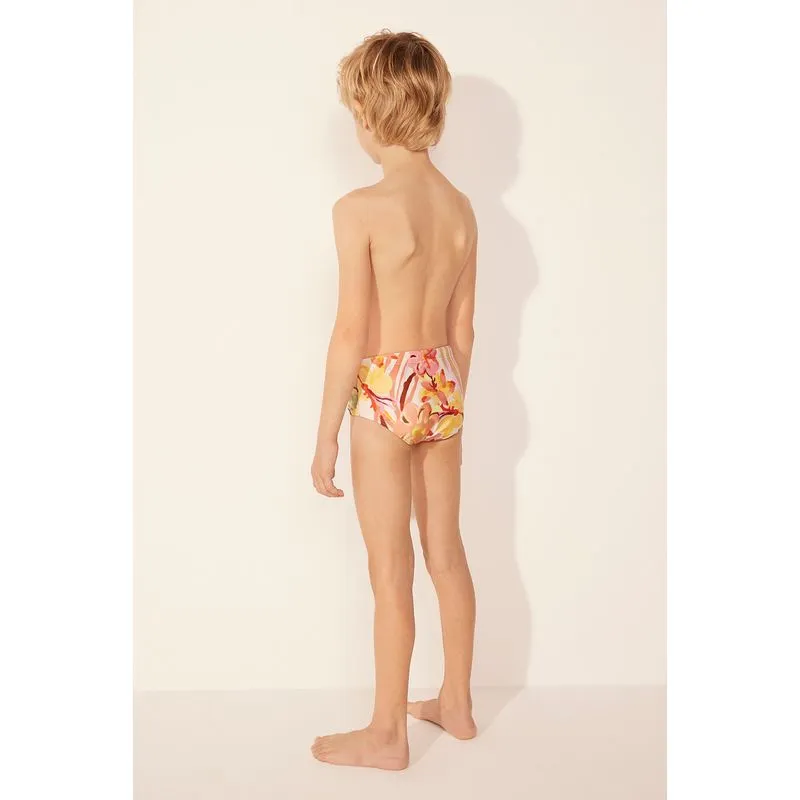 Sunga Infantil Larga Arte Floral ROSA/PINK 4 A 5