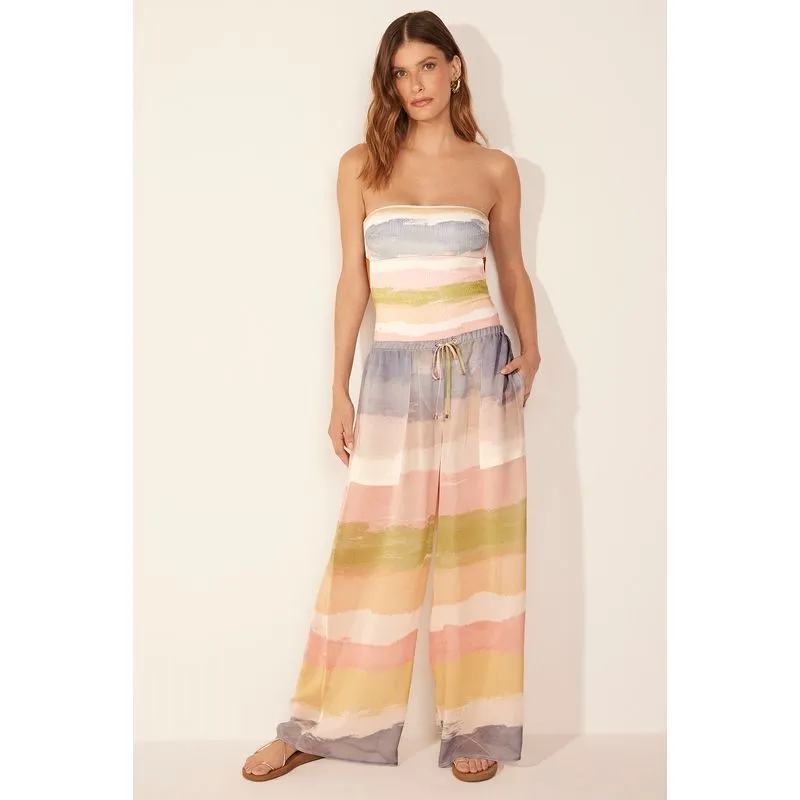 Calça Pantalona Listras Pastéis ROSA/PINK PP/XS