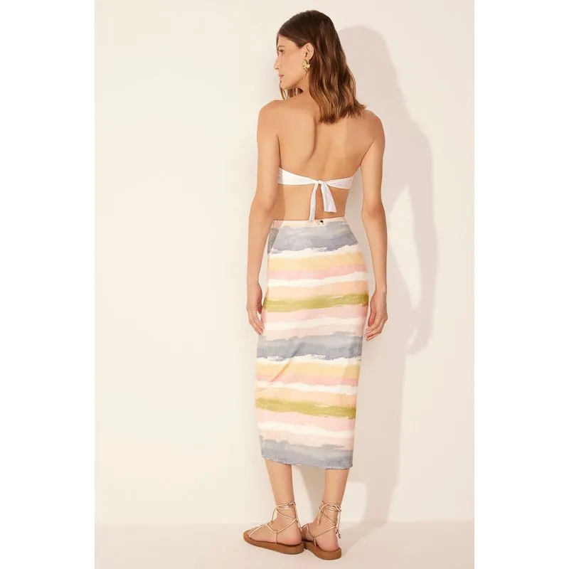Saia Midi Listras Paetê BRANCO/WHITE GG/XL