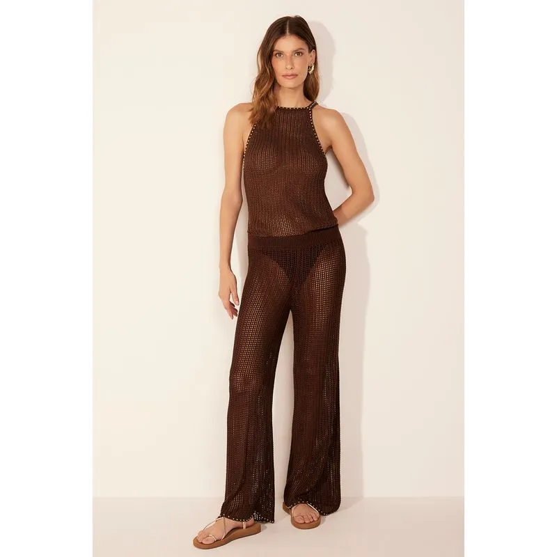 Calça Reta Rede Marrom MARROM/BROWN PP/XS