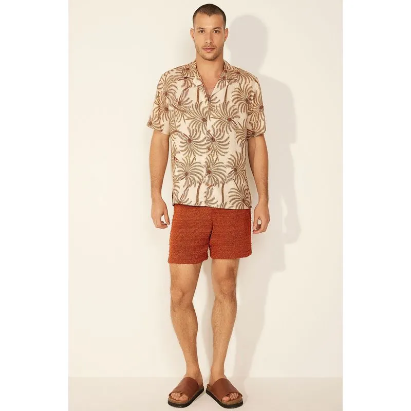 Camisa Manga Curta Coqueiros BEGE/BEIGE P/S