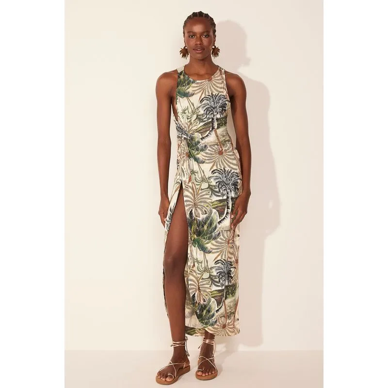 Vestido Midi Coqueiro Colagem VERDE/GREEN PP/XS
