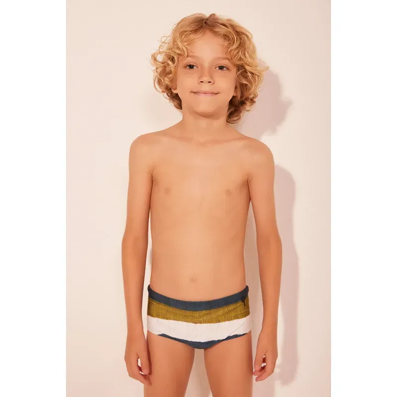 Sunga Infantil Listrado Textura VERDE/GREEN 8 A 9