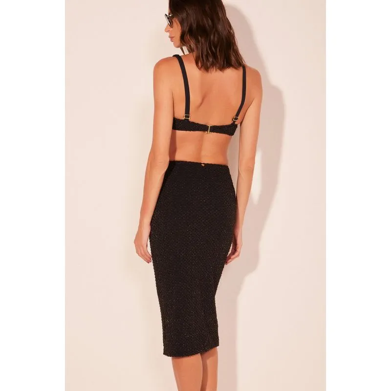 Saia Midi Escamas Lurex Preto PRETO/BLACK G/L