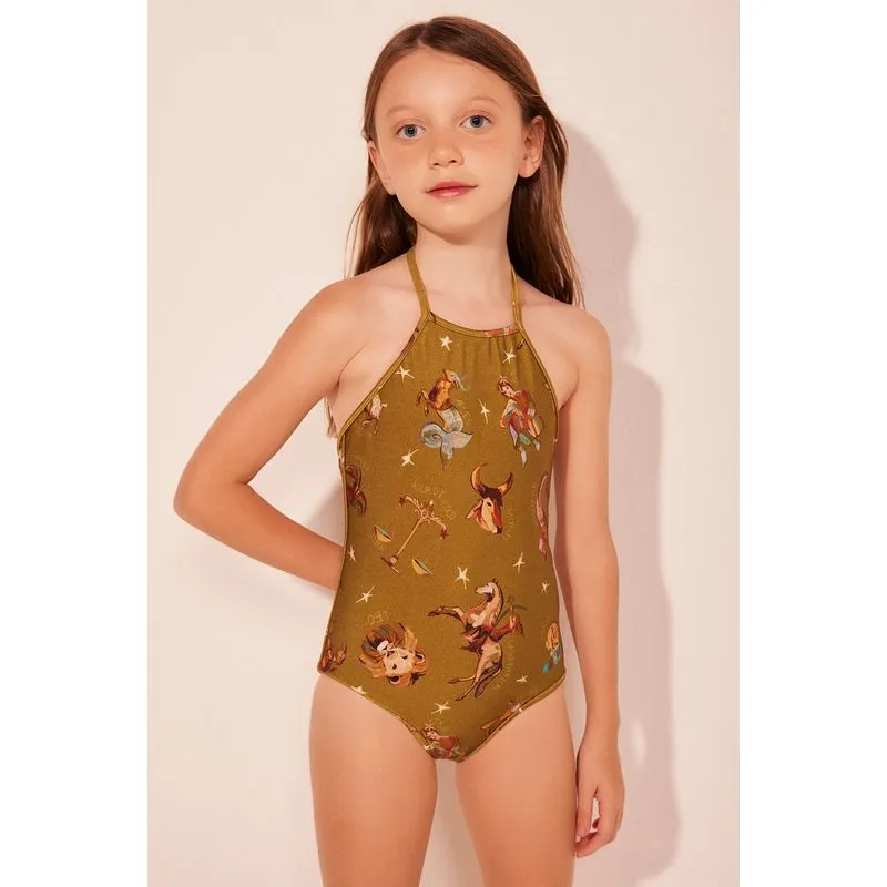 Maiô Infantil Alcinhas Zodíaco VERDE/GREEN 6 A 7