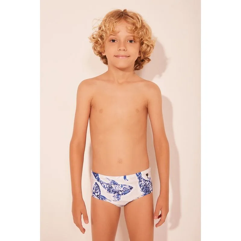Sunga Infantil Larga Peixes AZUL/BLUE 8 A 9